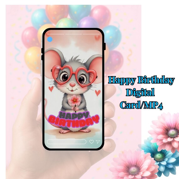 Textable Happy Birthday E-card – Animated MP4 (Digital Download)