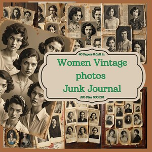 Portrety kobiet w stylu vintage, wydruki do dziennika śmieci, staromodne zdjęcia kobiet do scrapbookingu, zdjęcia w stylu vintage, wydruki stron śmieci