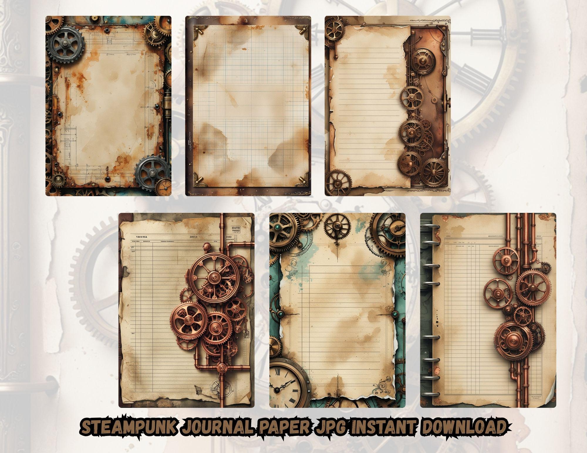 Steampunk Junk Journal Pages – Vintage Industrial Watercolor ...