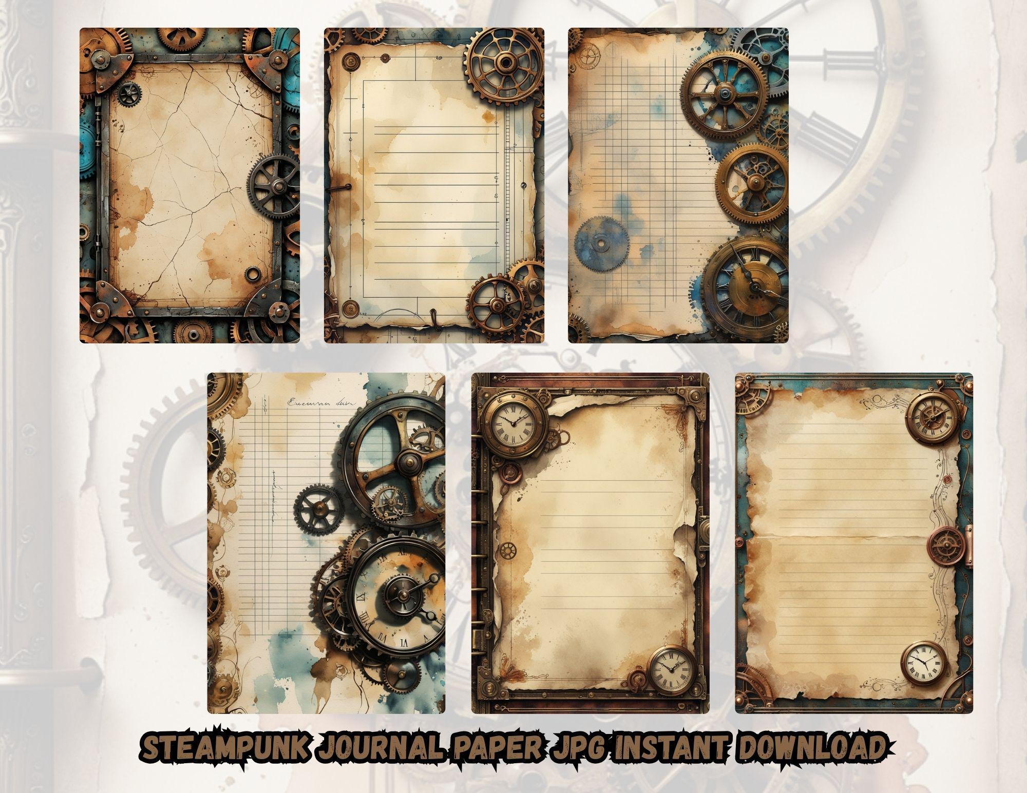 Steampunk Junk Journal Pages – Vintage Industrial Watercolor ...