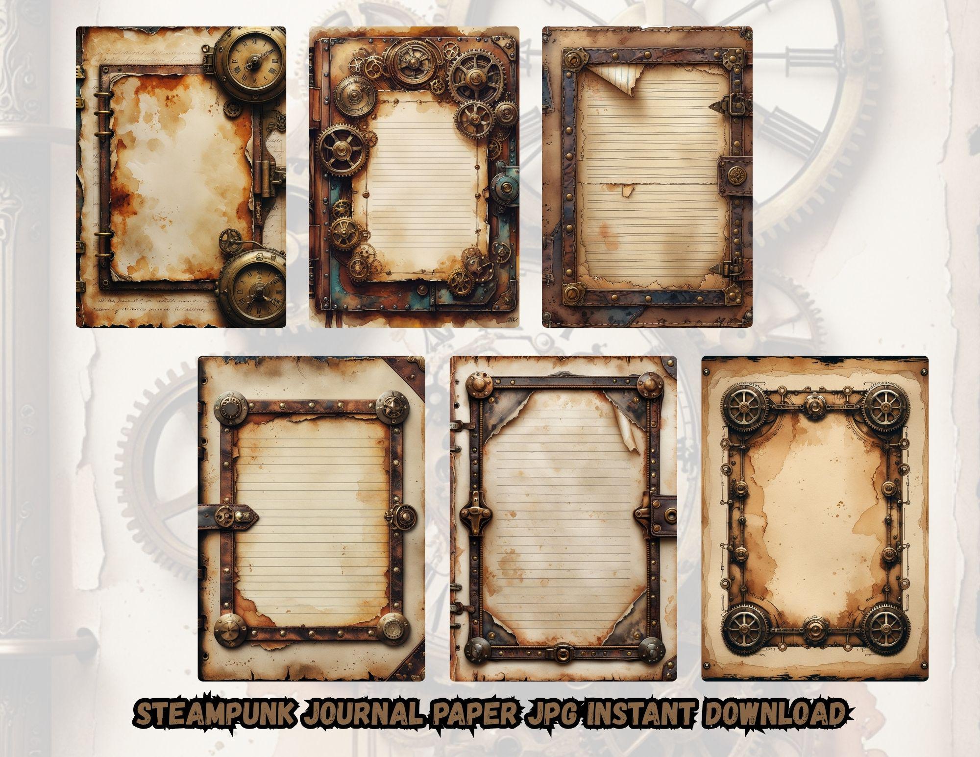 Steampunk Junk Journal Pages – Vintage Industrial Watercolor ...
