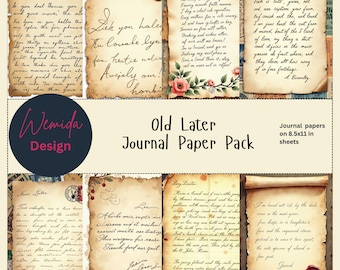 Vintage Letter Journal Paper, Ephemera Backgrounds (Digital Download)