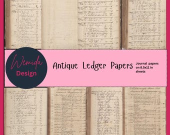 Antique Ledger Papers – Vintage Printables for Journaling & Crafts Scrapbooking. No Ai