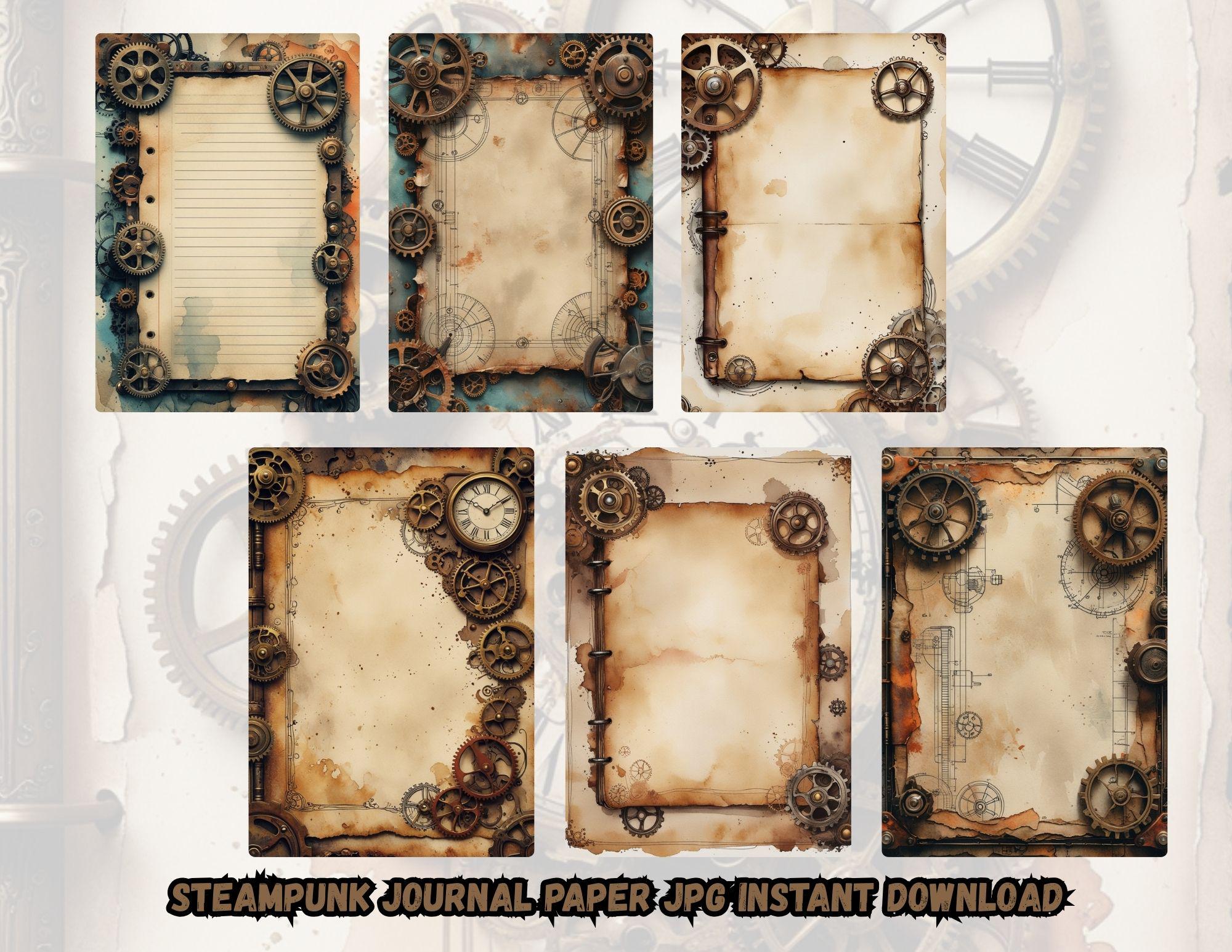 Steampunk Junk Journal Pages – Vintage Industrial Watercolor ...