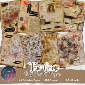 Detective Junk Journal Paper, Afdrukbare dossiers, Digitale download, Scrapbooking, Digitale documenten