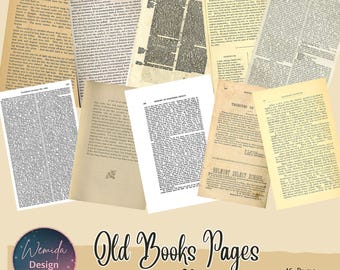 Vintage Book Pages | Real Antique Paper Texture | Old Book Ephemera | Digital Download