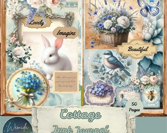 French Cottage Junk Journal Kit – Printable Ephemera, Scrapbook Pages (Digital Download)