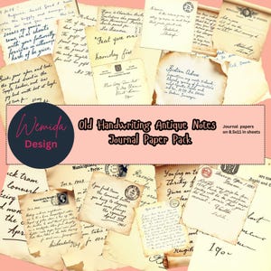 Antike handgeschriebene Notizen Ephemera - Printable Junk Journal Seiten (Digitaler Download)