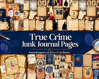 True Crime Ephemera Collage Sheets - Vintage Scrapbooking Printables & Digital Fussy Cuts