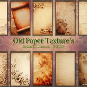 Old Paper Textures | Vintage Aged Backgrounds | Grunge Digital Paper | Junk Journal Pages | Printable Antique Paper Pack