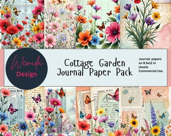 Botanical Journal Pages | Cottage Garden Ephemera | Digital Download | Scrapbooking |Junk Journal Kit | Printable Floral