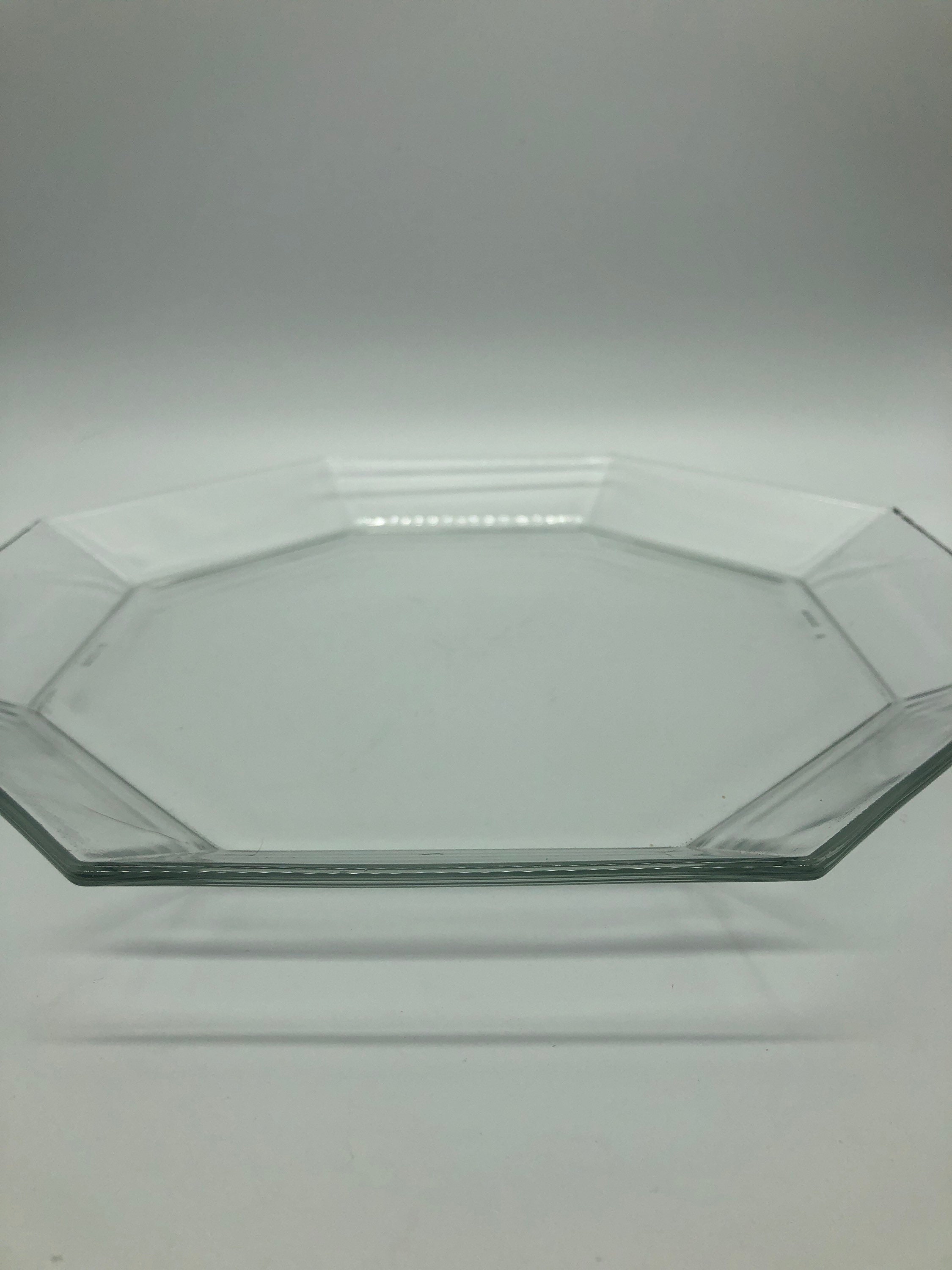 Clear Octagonal Three Serving Salad Bowls one Serving Platter made in France circa 1980s