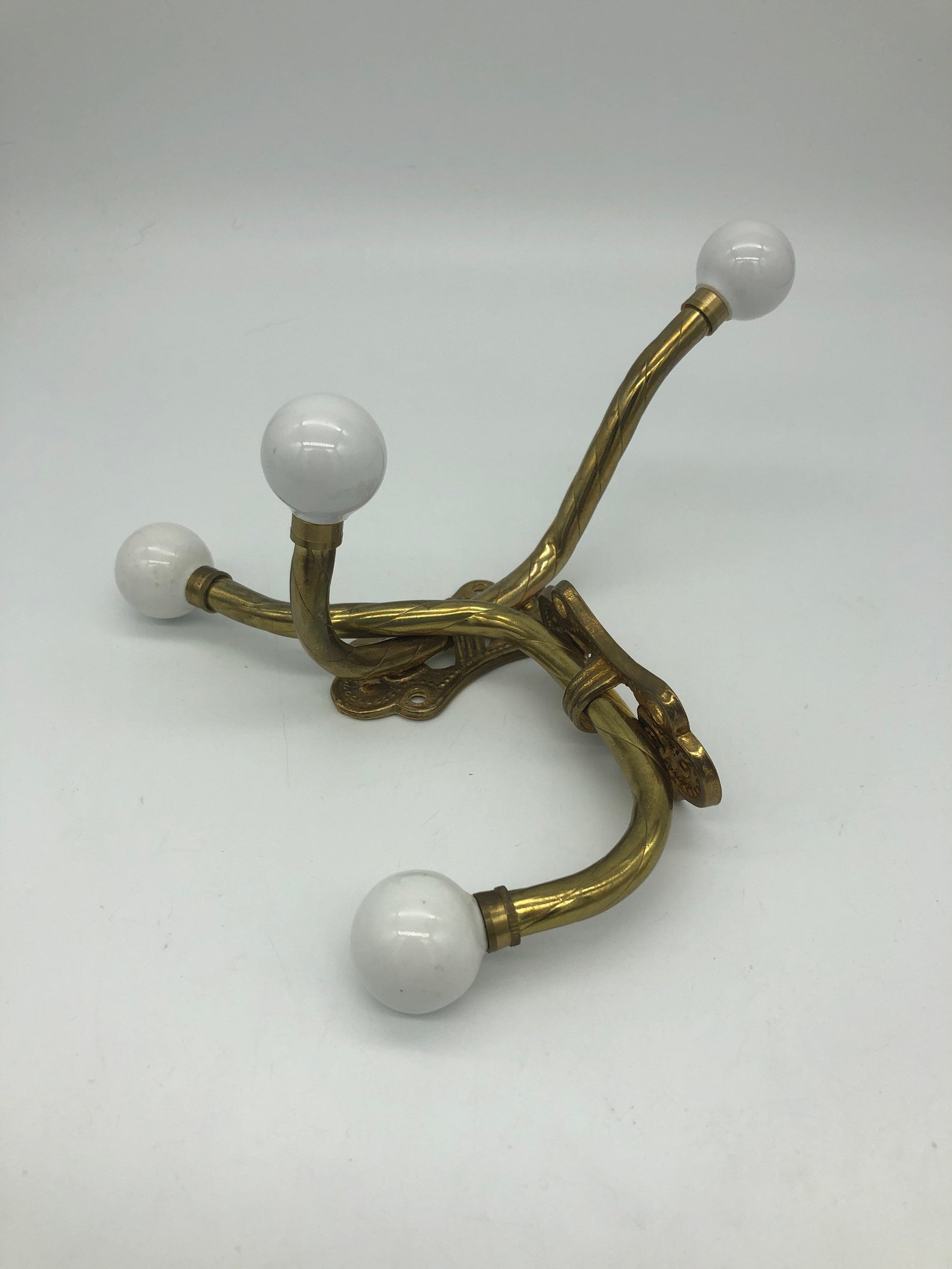 Brass Coat Hook Porcelain Double Knob WallMount Rack Hangers Etsy