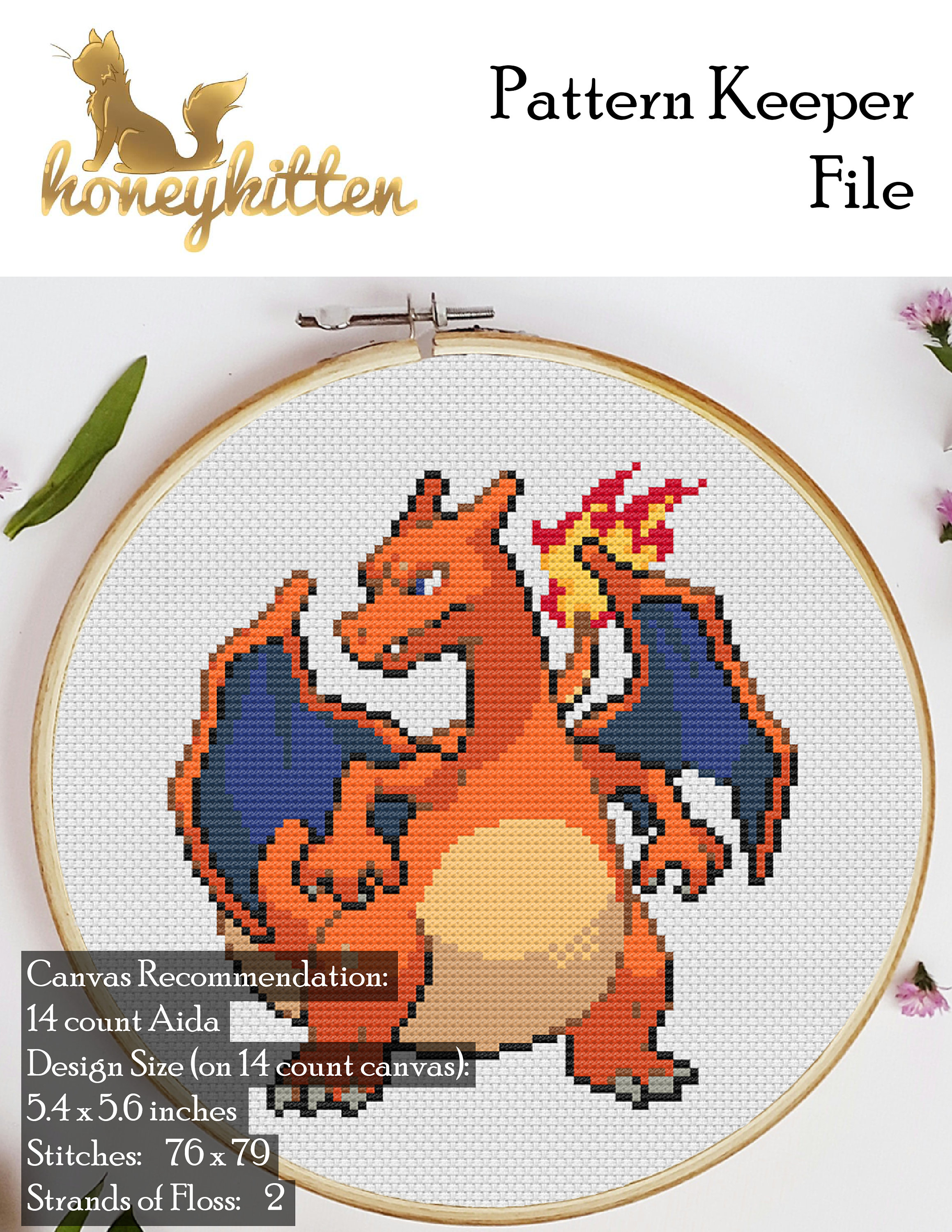 Charizard Pokemon Cross Stitch PDF Pattern Etsy