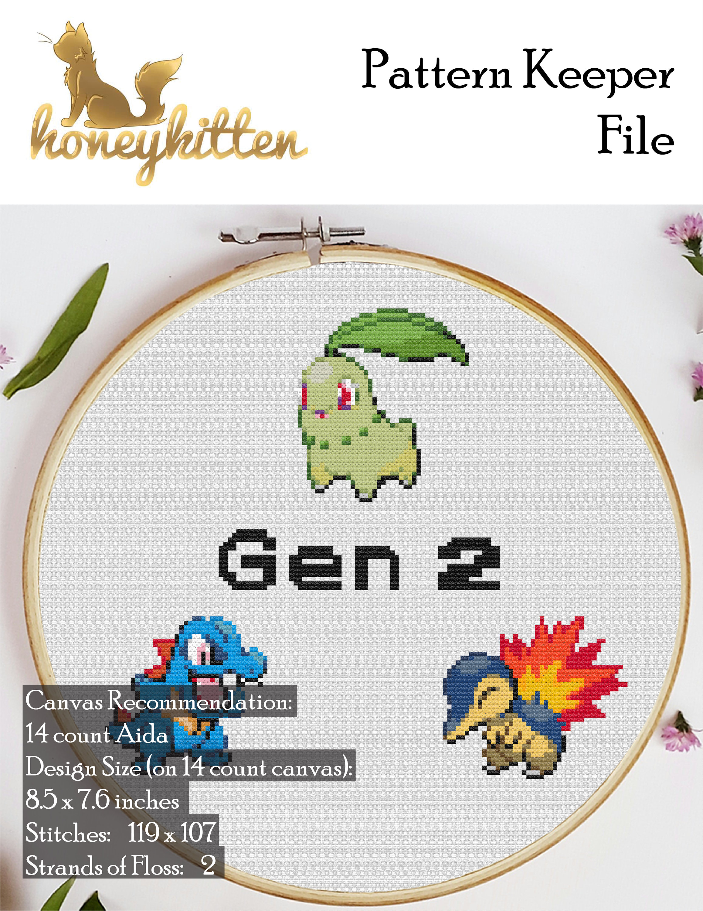 Ralts, Kirlia, Gardevoir Pokemon Evolution Cross Stitch Pattern