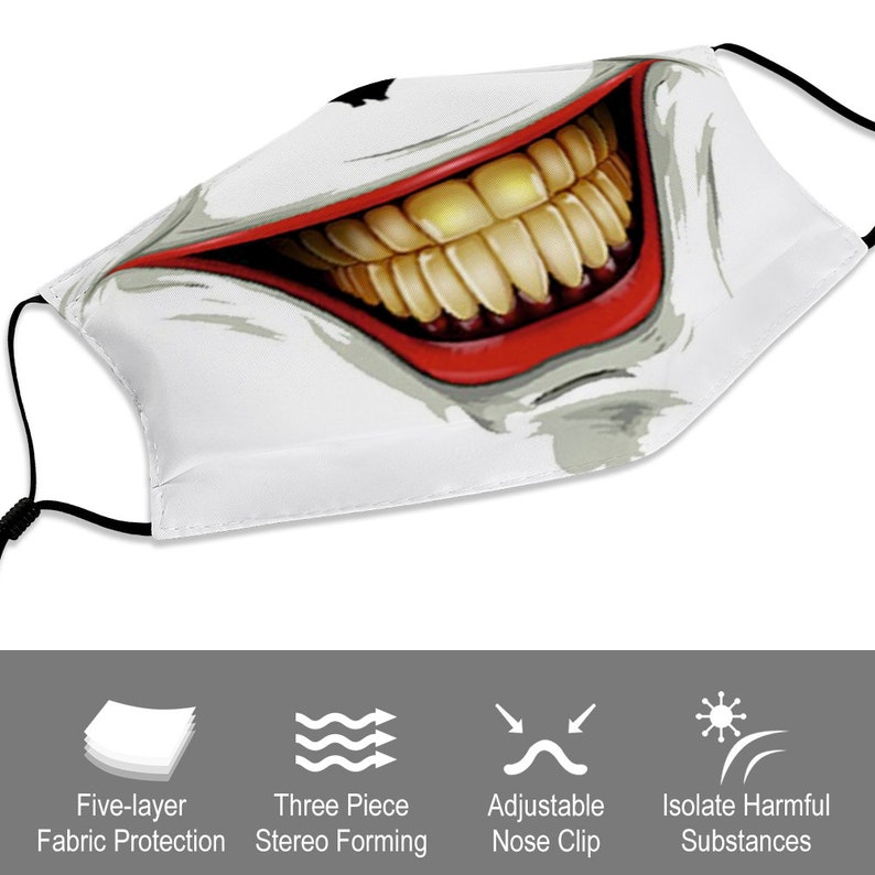 Joker Smile Face Mask Customized Face Mask for Adult with 5 Etsy