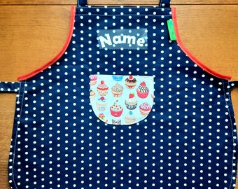 Children's apron with name girl muffin / apples kitchen helper set chef's hat