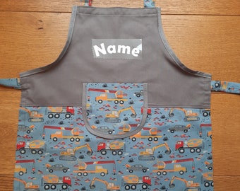 Children's apron boy car vehicles with name