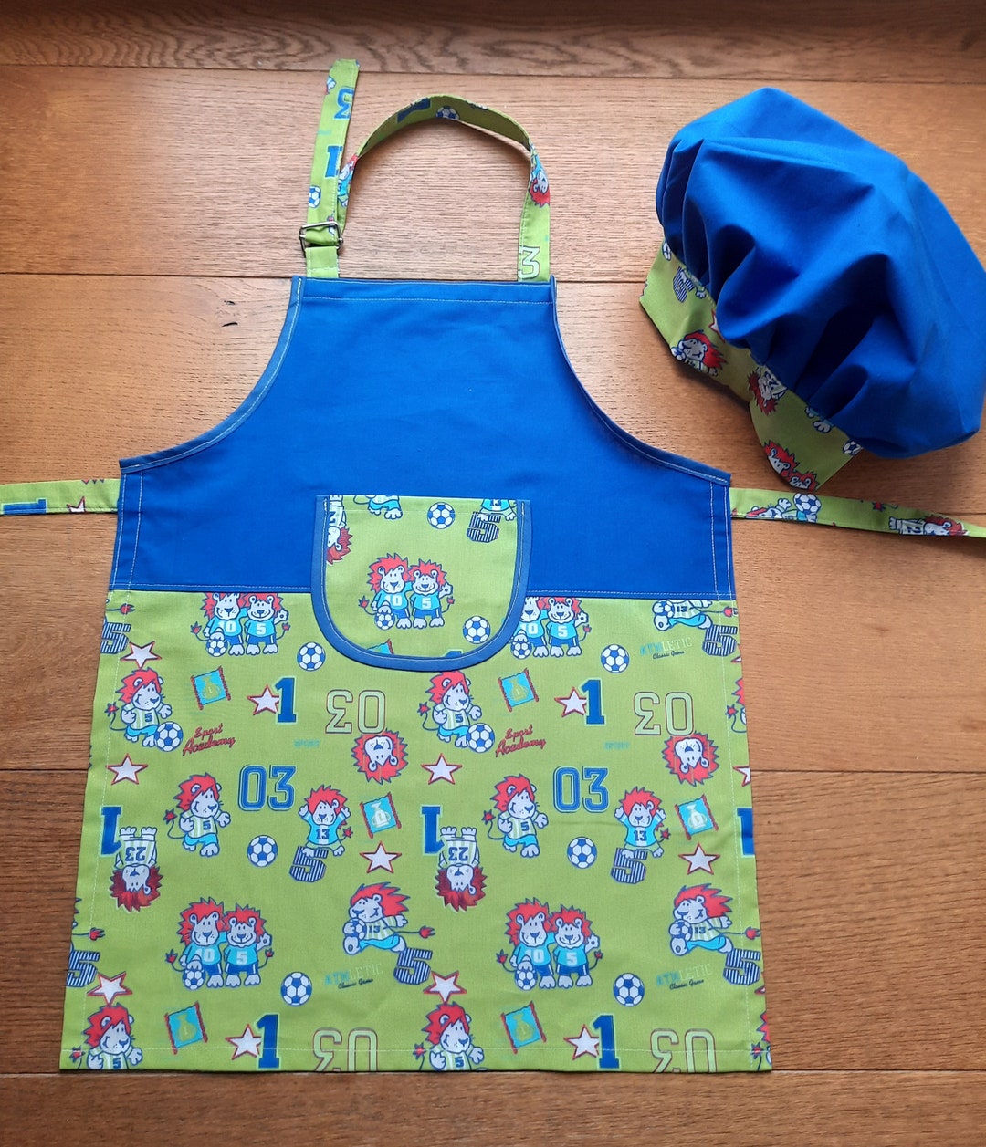 Children's Apron Football Lion Chef's Hat Tea Towel Etsy