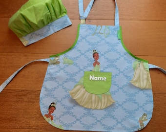 Children's apron chef hat pot holder set princess