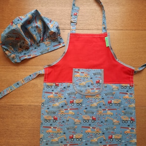 Children's apron boy car vehicles with name Set klein Gr. M