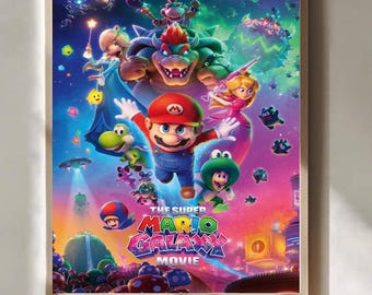 Affiche du film Super Mario Galaxy, Mario, Rosalina, Peach et Luigi, décoration murale, affiche papier pour chambre d'enfant, art mural pour salle de jeux