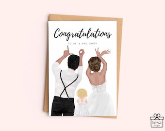 Personalized Wedding Card with kids, Customizable Greeting Card, Personalized Wedding Gift, Wedding Greeting Card,