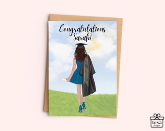 Personalized Graduation Card, Congratulations Graduate, Custom Card, Gift for Her