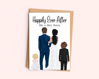 Personalized Wedding Card including kids, Custom Wedding Gift, Customizable Greeting Card, Wedding Gift, Keepsake, Personalized Gift,
