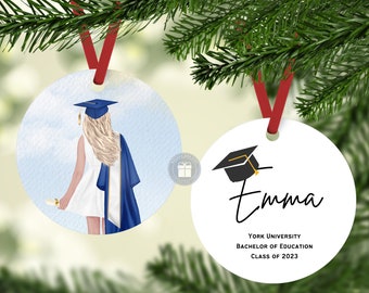 Personalized Graduation Ornament, Personalized Christmas Gift , Class of 2023 Gift, Stocking Stuffer for Her, Graduation Keepsake, Grad Gift