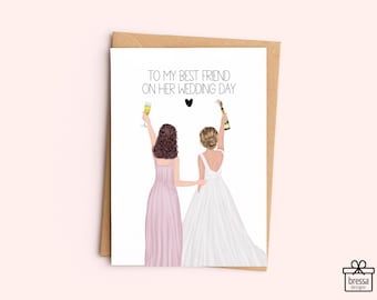 Best Friend Wedding Card, Personalized Wedding Card, To My Best Friend on Her Wedding Day, Custom Gift for Bride, Card from Bridesmaid PC005