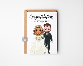Custom Wedding Card, Personalized Wedding Gift, Engagement Party Gift, Character Card, Wedding Keepsake Gift, Just Married Gift, PC007