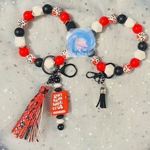Spicy Moms Book Club Beaded Wristlet | Bead Keychain | Mom Beaded Keychain | Gift For Her | Handmade | Hands Free | Sarcastic | Adult | Book