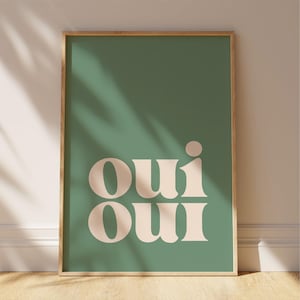 Oui Oui - Green Bathroom Wall Art Print | Home decor, bathroom & cloakroom poster sign, minimalist | Digital download printable art