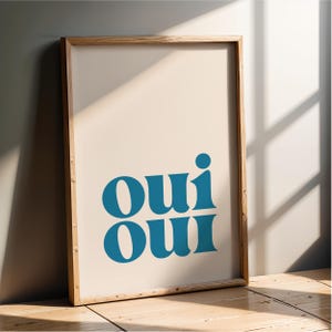 Oui Oui - Blue Bathroom Wall Art Print | Home decor, bathroom & cloakroom poster, bathroom sign, minimalist | Digital download printable art