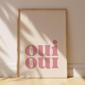 Oui Oui - Pink Bathroom Wall Art Print | Home decor, bathroom & cloakroom poster, bathroom sign, minimalist | Digital download printable art