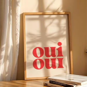 Oui Oui - Red Bathroom Wall Art Print | Home decor, bathroom & cloakroom poster, bathroom sign, minimalist | Digital download printable art