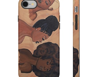HerStory Black Women Art-telefoonhoesje: bloemdessin, stevige bescherming