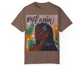 Melanine, uniseks kledingstukgeverfd T-shirt