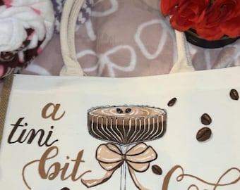 Handgeschilderde jute draagtas | Coffee Lover-nachttas, herbruikbare e-commercetas