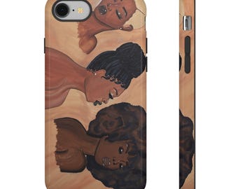 HerStory Black Women Art-telefoonhoesje: bloemdessin, stevige bescherming