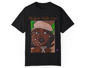 Uniseks kledingstukgeverfd T-shirt Major Side Eye