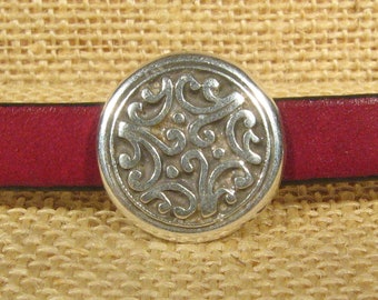 5//10 x Tibetan Silver Flower Bead Slider Spacers For 10*2mm Flat Leather Cord