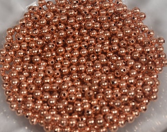 4mm Small Beads GCB064 10 Strands Gold Plated Copper Beads Sparkle Round Ball Beads 24k Gold Plated Copper Ball Beads
