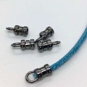3mm Leather Crimp End with Loop Gunmetal - GM - Pack of 20 pieces