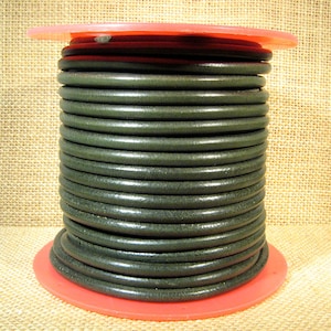 Premier Italian Leather - 5mm Round - Army Green - 21 - Choose Your Length