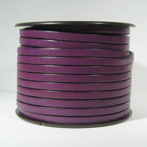 5mm Flat Leather - Deep Purple - L5F-20 - Choose Your Length