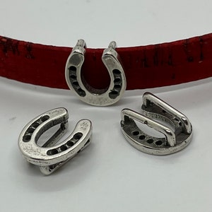 Horseshoe Sliders for 10mm Flat Leather - Antique Silver - 10F-305 - AS - Choose Your Quantity