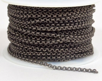 2 mm Rolo-kedja - Matt Gunmetal - CH48 - Välj din längd