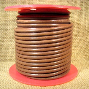 Premier Italian Leather - 5mm Round - Taupe - 8 - Choose Your Length